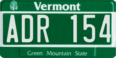 VT license plate ADR154