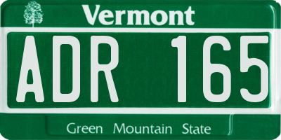 VT license plate ADR165