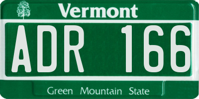 VT license plate ADR166