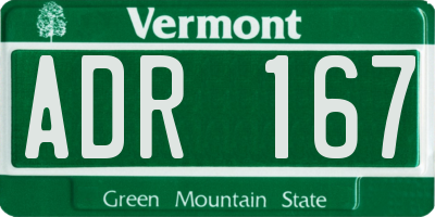 VT license plate ADR167