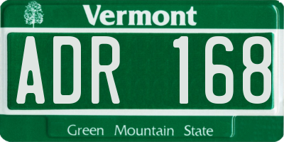 VT license plate ADR168