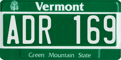 VT license plate ADR169