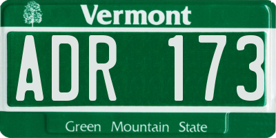 VT license plate ADR173