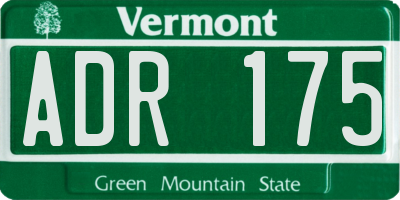 VT license plate ADR175