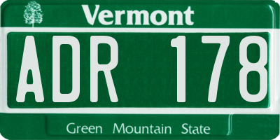 VT license plate ADR178