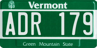 VT license plate ADR179