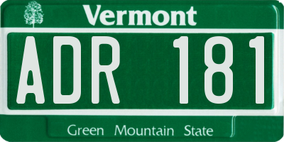 VT license plate ADR181