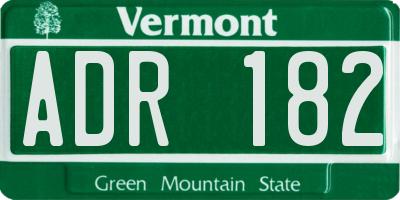VT license plate ADR182
