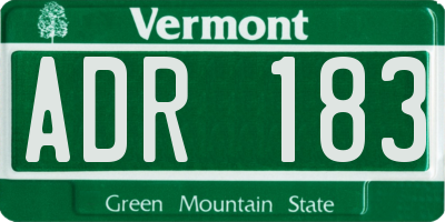 VT license plate ADR183