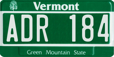 VT license plate ADR184