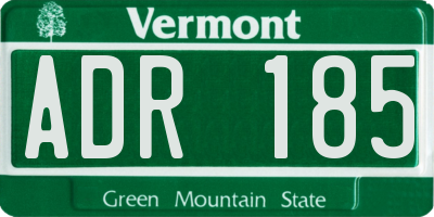 VT license plate ADR185