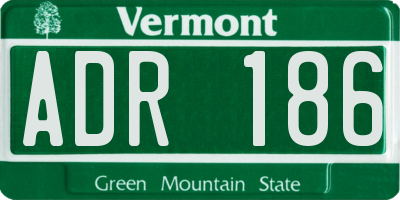 VT license plate ADR186
