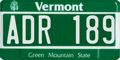 VT license plate ADR189