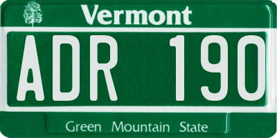 VT license plate ADR190