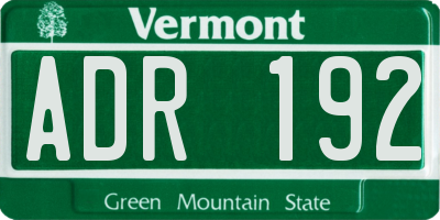 VT license plate ADR192