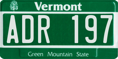 VT license plate ADR197