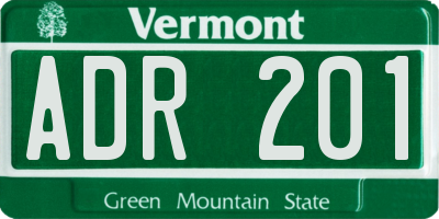 VT license plate ADR201