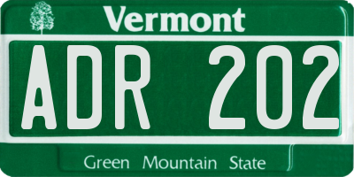 VT license plate ADR202