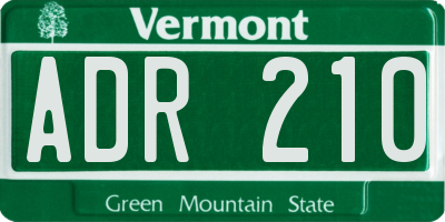 VT license plate ADR210
