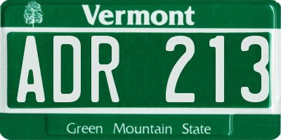 VT license plate ADR213