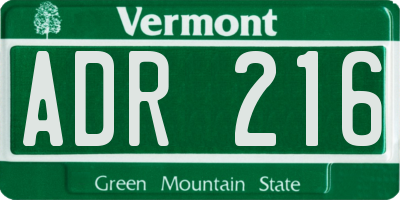 VT license plate ADR216