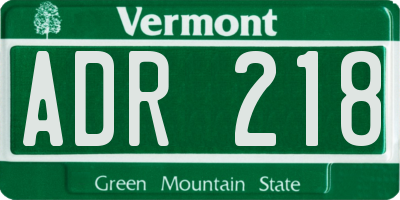 VT license plate ADR218