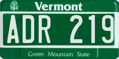 VT license plate ADR219