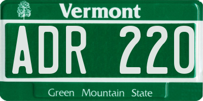 VT license plate ADR220