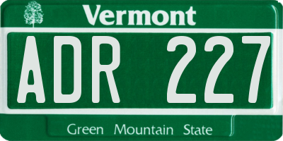 VT license plate ADR227