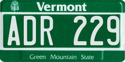 VT license plate ADR229