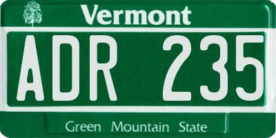 VT license plate ADR235