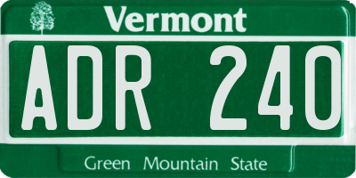VT license plate ADR240