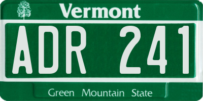 VT license plate ADR241