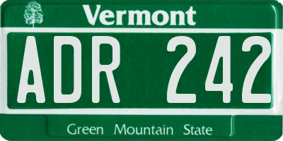 VT license plate ADR242