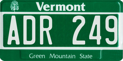 VT license plate ADR249