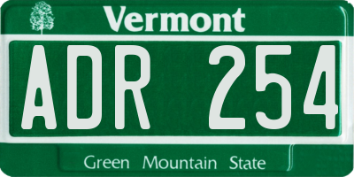VT license plate ADR254