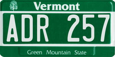 VT license plate ADR257
