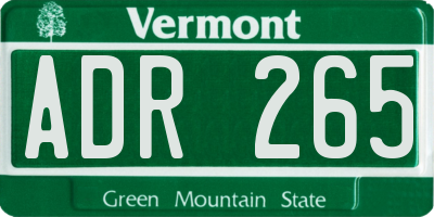 VT license plate ADR265
