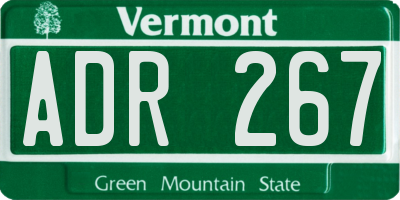 VT license plate ADR267