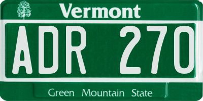 VT license plate ADR270