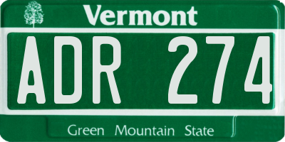 VT license plate ADR274