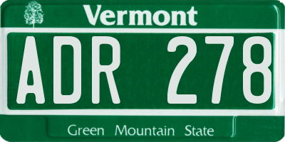 VT license plate ADR278