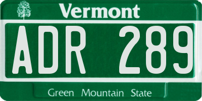 VT license plate ADR289