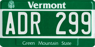 VT license plate ADR299