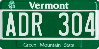 VT license plate ADR304