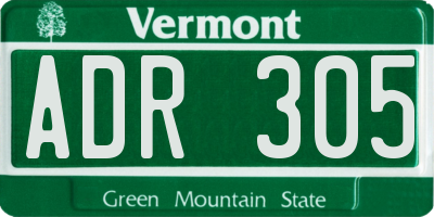 VT license plate ADR305