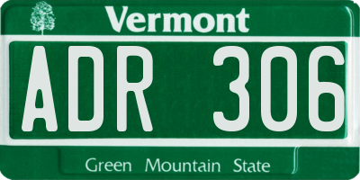 VT license plate ADR306
