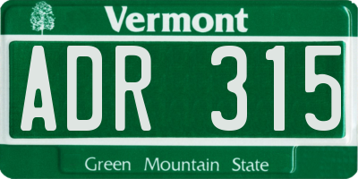 VT license plate ADR315