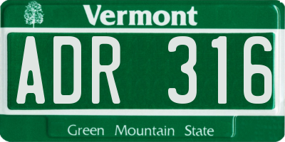 VT license plate ADR316
