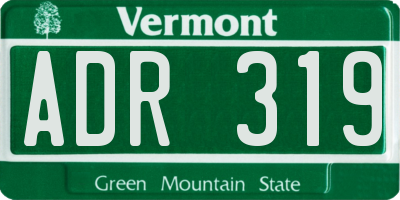 VT license plate ADR319